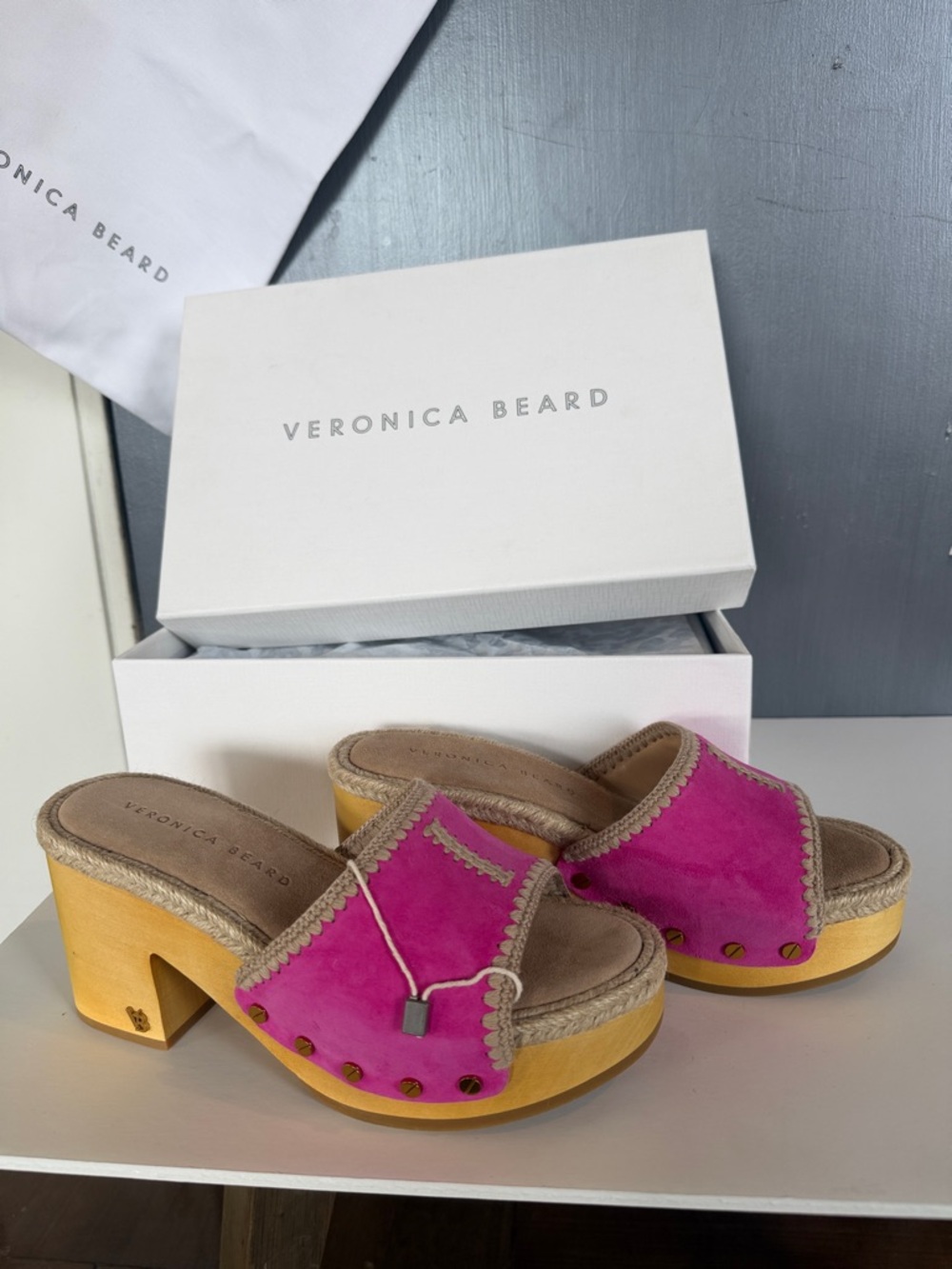 Veronica Beard Hot Pink Suede Platform Clog Mules - NEW!!!